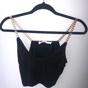 LF black crop top with gold chain